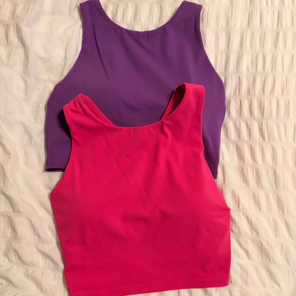 Two CRZ Yoga longline built in bra tops